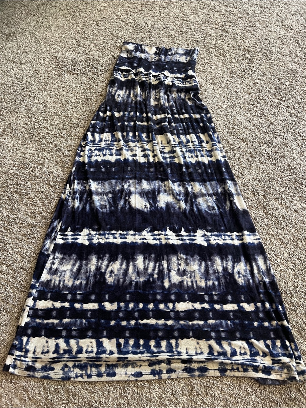 Timing Navy and White Tie-Dye Maxi Skirt